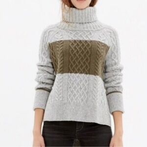 Madewell Turtleneck Cable Knit City‎ Block Sweater Women’s size XS Oversized